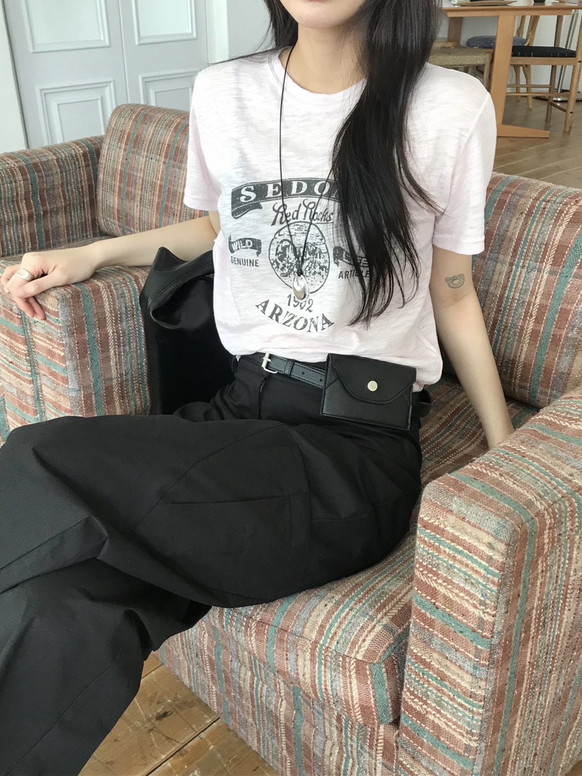 ESCHER韓國直郵㊣女裝新品25春夏休閑人氣時尚推薦熱賣T恤亞麻ESCHERT恤