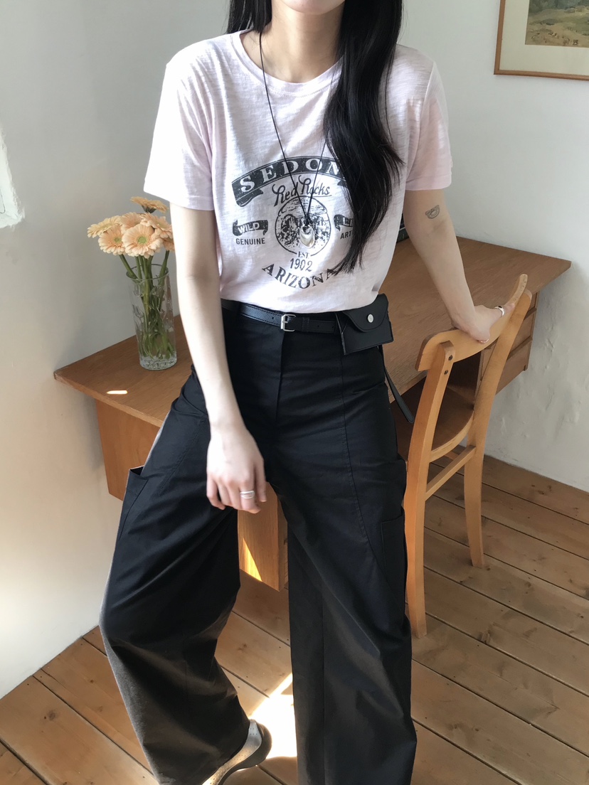 ESCHER韓國直郵㊣女裝新品25春夏休閑人氣時尚推薦熱賣T恤亞麻ESCHERT恤