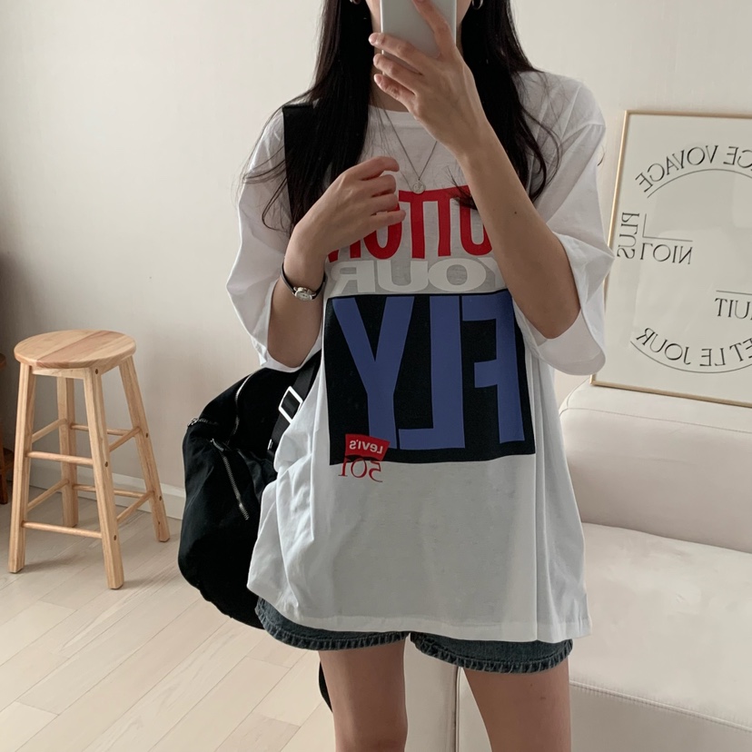 HELLO JINI韓國直郵㊣東大門實拍女裝新款時尚人氣休閑T恤HELLO JINIT恤