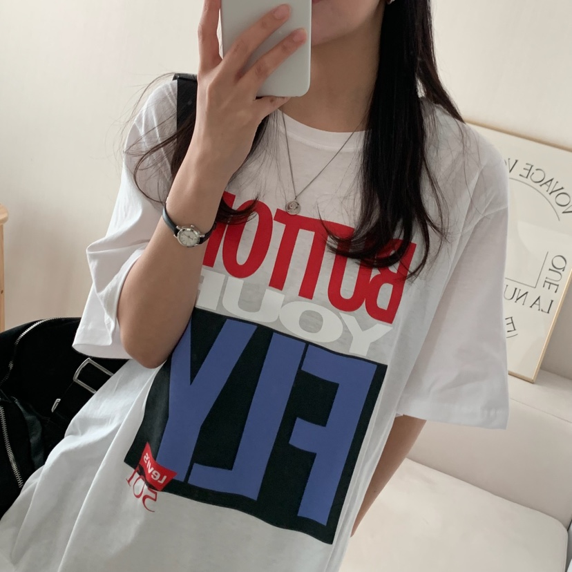 HELLO JINI韓國直郵㊣東大門實拍女裝新款時尚人氣休閑T恤HELLO JINIT恤