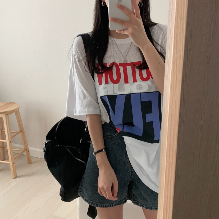 HELLO JINI韓國直郵㊣東大門實拍女裝新款時尚人氣休閑T恤HELLO JINIT恤