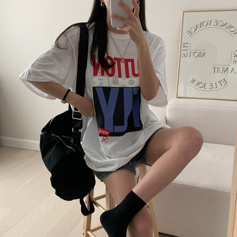 HELLO JINI韓國直郵㊣東大門實拍女裝新款時尚人氣休閑T恤HELLO JINIT恤