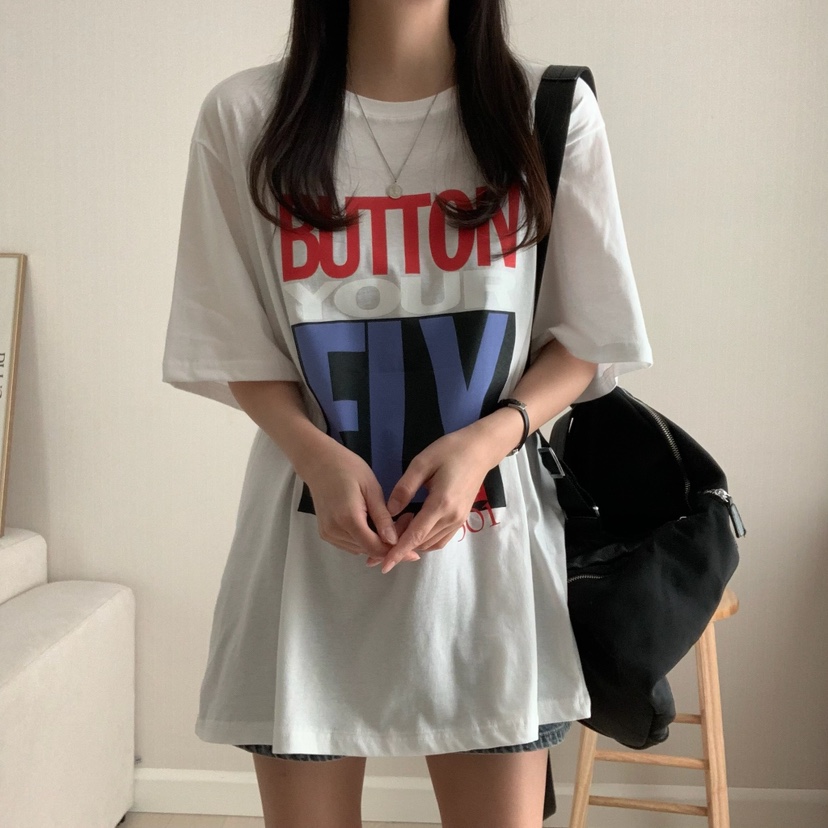 HELLO JINI韓國直郵㊣東大門實拍女裝新款時尚人氣休閑T恤HELLO JINIT恤圖色2