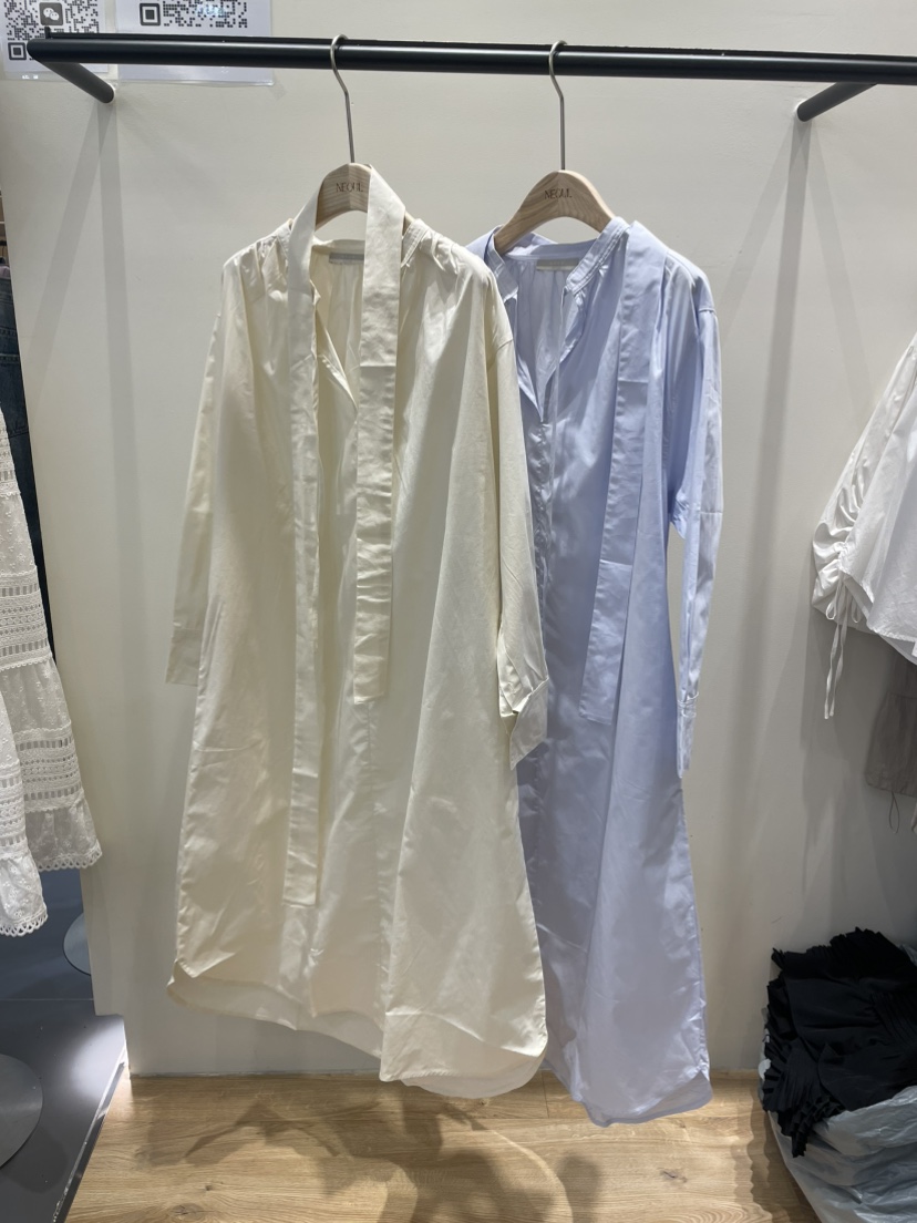 NEOUL韓國㊣直郵東大門代購女裝新品休閑25春夏連衣裙含腰帶NEOUL/ahin雙領標簽連衣裙
