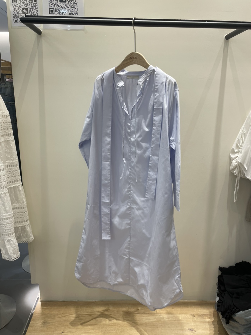 NEOUL韓國㊣直郵東大門代購女裝新品休閑25春夏連衣裙含腰帶NEOUL/ahin雙領標簽連衣裙圖色2