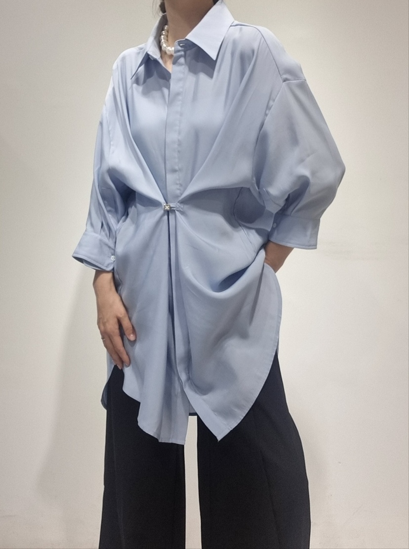 NEOUL韓國㊣直郵東大門代購女裝新款推薦熱賣25春夏襯衫蕾絲衫NEOUL/ahin雙領標簽襯衫/蕾絲衫