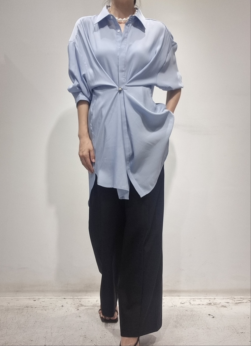 NEOUL韓國㊣直郵東大門代購女裝新款推薦熱賣25春夏襯衫蕾絲衫NEOUL/ahin雙領標簽襯衫/蕾絲衫