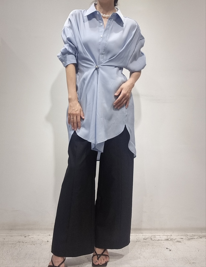 NEOUL韓國㊣直郵東大門代購女裝新款推薦熱賣25春夏襯衫蕾絲衫NEOUL/ahin雙領標簽襯衫/蕾絲衫