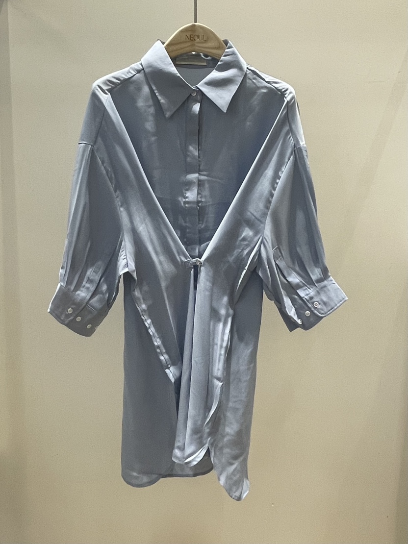 NEOUL韓國㊣直郵東大門代購女裝新款推薦熱賣25春夏襯衫蕾絲衫NEOUL/ahin雙領標簽襯衫/蕾絲衫