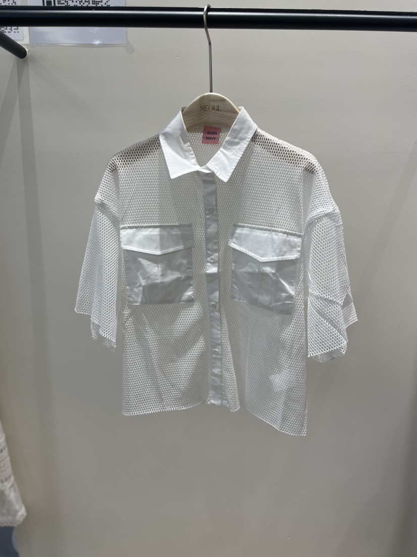 NEOUL韓國㊣直郵東大門代購女裝新品推薦人氣襯衫蕾絲衫口袋NEOUL/ahin雙領標簽襯衫/蕾絲衫圖色2
