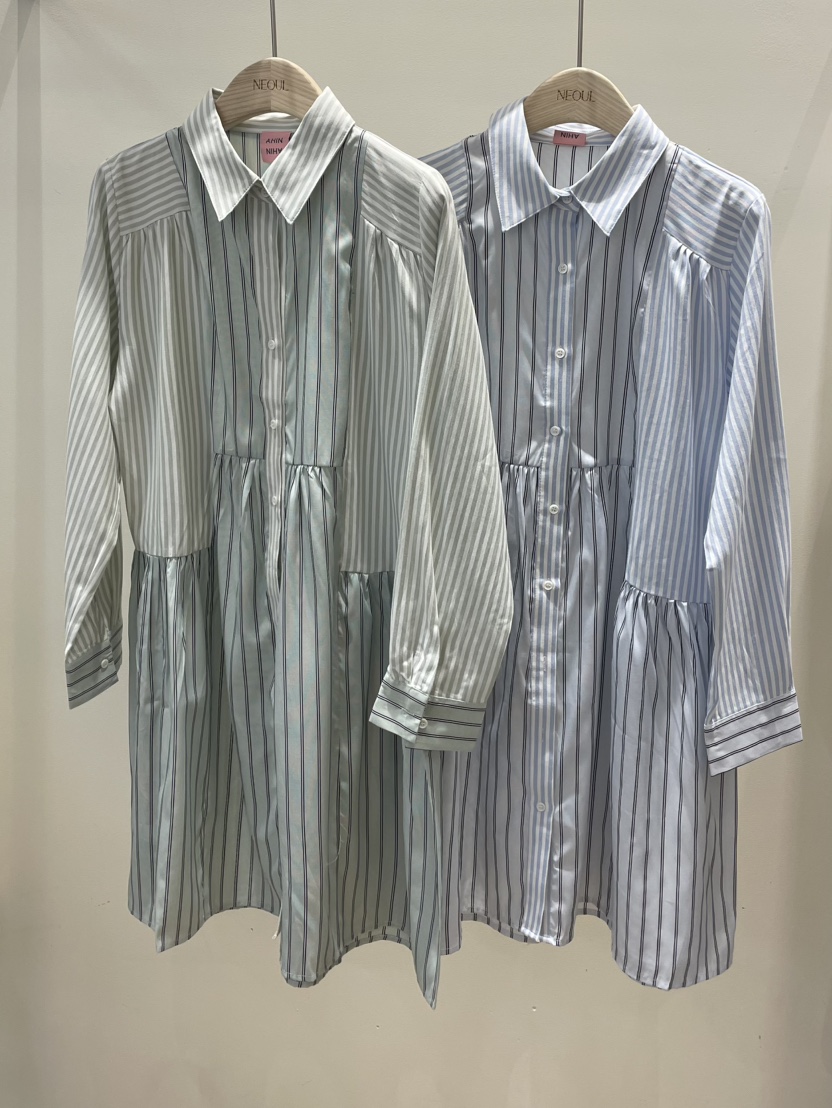 NEOUL韓國直郵㊣東大門實拍女裝新品時尚推薦25春夏人氣連衣裙NEOUL/ahin雙領標簽連衣裙