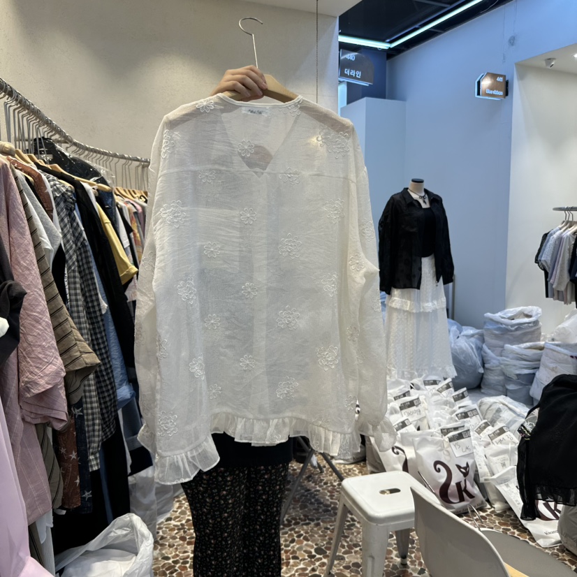 THE LINE-Q韓國直郵㊣東大門實拍女裝新品時尚襯衫蕾絲衫THE LINE-q襯衫/蕾絲衫