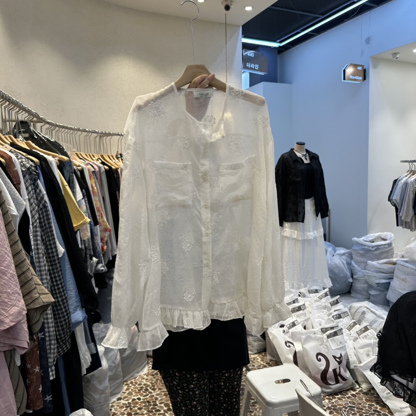 THE LINE-Q韓國直郵㊣東大門實拍女裝新品時尚襯衫蕾絲衫THE LINE-q襯衫/蕾絲衫