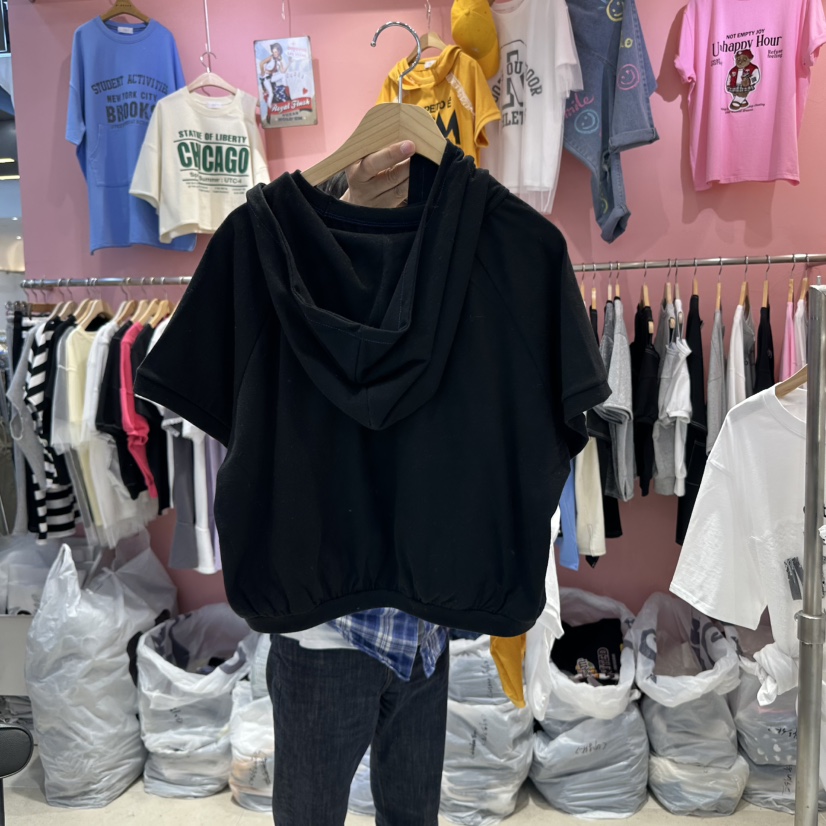 K STORY韓國㊣直郵東大門代購女裝新品推薦時尚休閑T恤連帽K STORYT恤