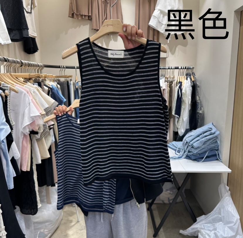 HOLYBANANA韓國直郵㊣東大門實拍女裝新品休閑25春夏吊帶背心groovy.H/HOLYBANANA吊帶/背心圖色2