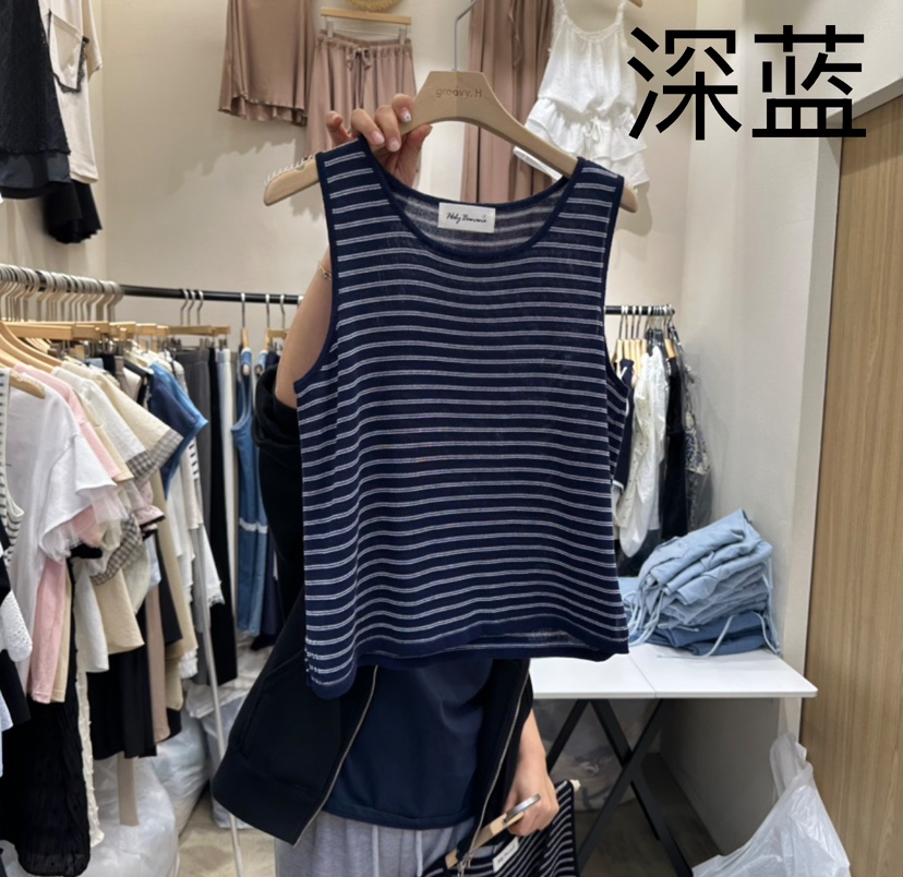 HOLYBANANA韓國直郵㊣東大門實拍女裝新品休閑25春夏吊帶背心groovy.H/HOLYBANANA吊帶/背心圖色3