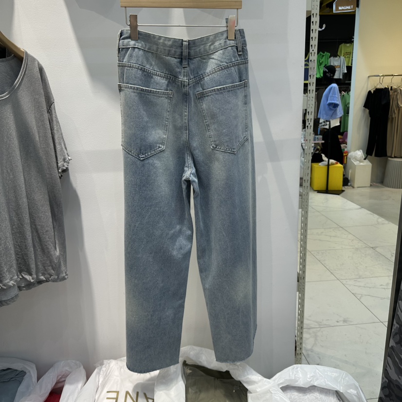 WASHBLUE韓國直郵㊣東大門實拍女裝新款休閑時尚牛仔褲拉絨WASHBLUE牛仔褲