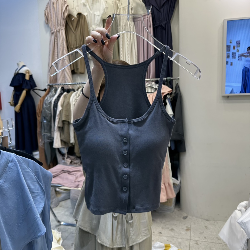 MARIGOLD韓國㊣直郵東大門代購女裝新款25春夏吊帶背心紐扣MARIGOLD吊帶/背心圖色2