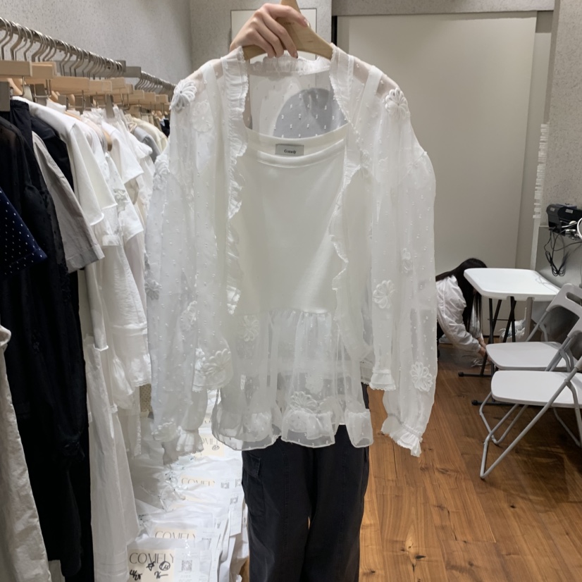 COMELY韓國㊣直郵東大門代購女裝新款人氣襯衫蕾絲衫不含內搭COMELY襯衫/蕾絲衫圖色2