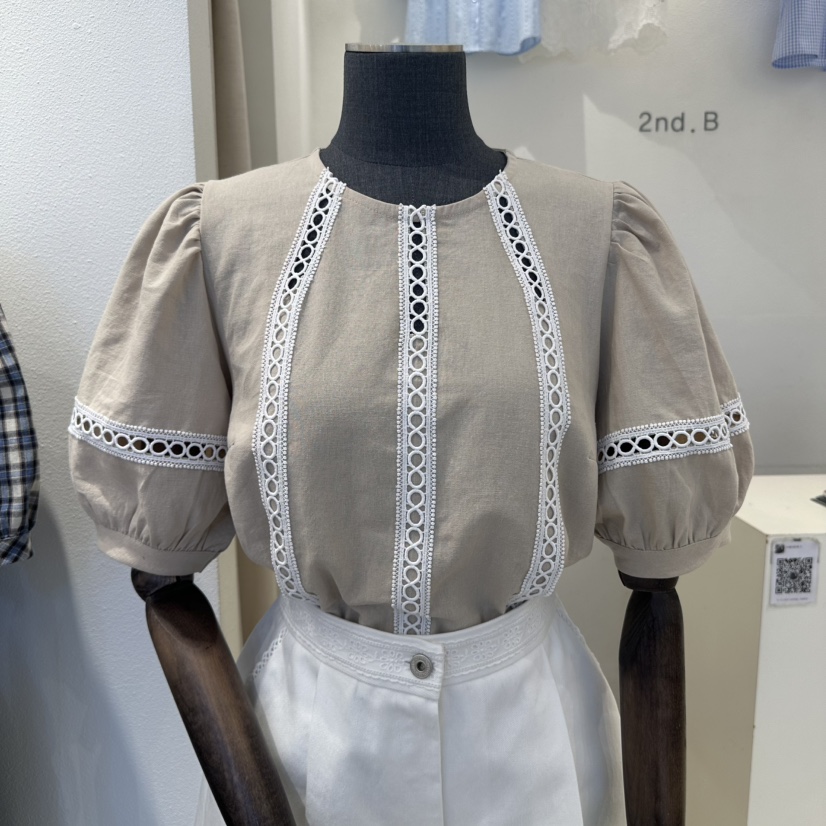 2nd B-S韓國㊣直郵東大門代購女裝新品推薦襯衫蕾絲衫亞麻布2nd B-S襯衫/蕾絲衫