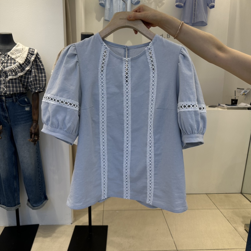2nd B-S韓國㊣直郵東大門代購女裝新品推薦襯衫蕾絲衫亞麻布2nd B-S襯衫/蕾絲衫圖色2