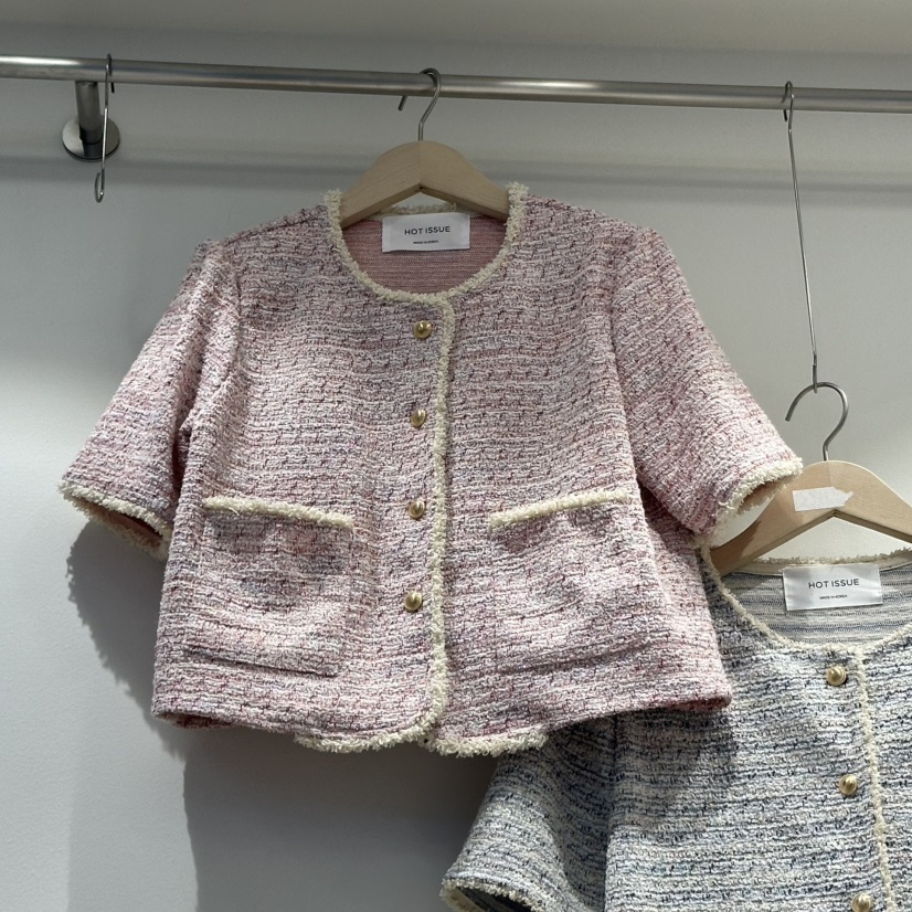 HOT PLACE直郵韓國代購㊣女裝新品25春夏休閑時尚夾克粗花呢HOT PLACE/DREAM GIRIS夾克圖色2