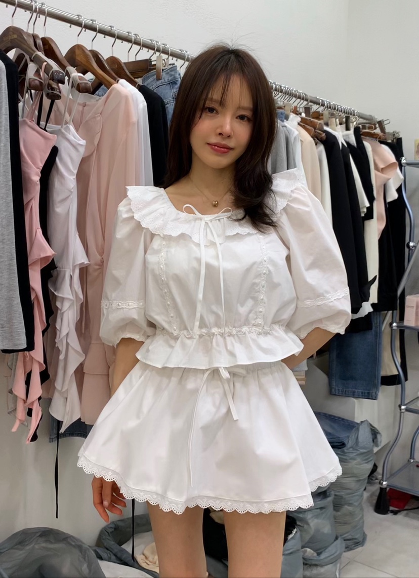 BANI BLUSH韓國直郵女裝新款時尚25春夏熱賣人氣襯衫蕾絲衫BANI BLUSH襯衫/蕾絲衫