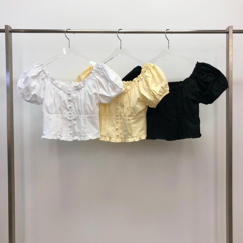 REVE CITE-L韓國直郵女士新款25春夏真品襯衫蕾絲衫荷葉邊REVE CITE襯衫/蕾絲衫