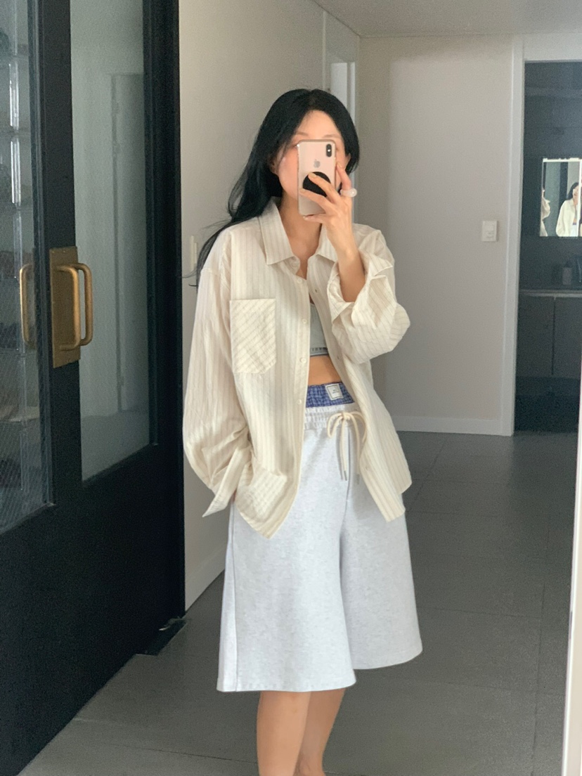 LA_TERRE東大門實拍女裝新款推薦人氣熱賣時尚襯衫蕾絲衫條紋LA_TERRE襯衫/蕾絲衫