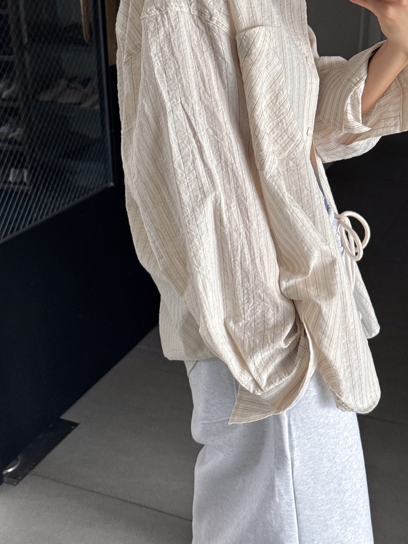 LA_TERRE東大門實拍女裝新款推薦人氣熱賣時尚襯衫蕾絲衫條紋LA_TERRE襯衫/蕾絲衫
