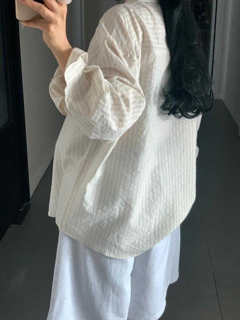 LA_TERRE東大門實拍女裝新款推薦人氣熱賣時尚襯衫蕾絲衫條紋LA_TERRE襯衫/蕾絲衫