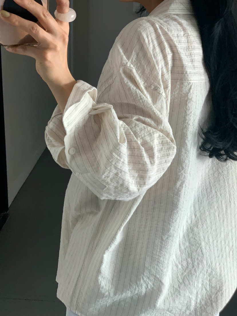 LA_TERRE東大門實拍女裝新款推薦人氣熱賣時尚襯衫蕾絲衫條紋LA_TERRE襯衫/蕾絲衫
