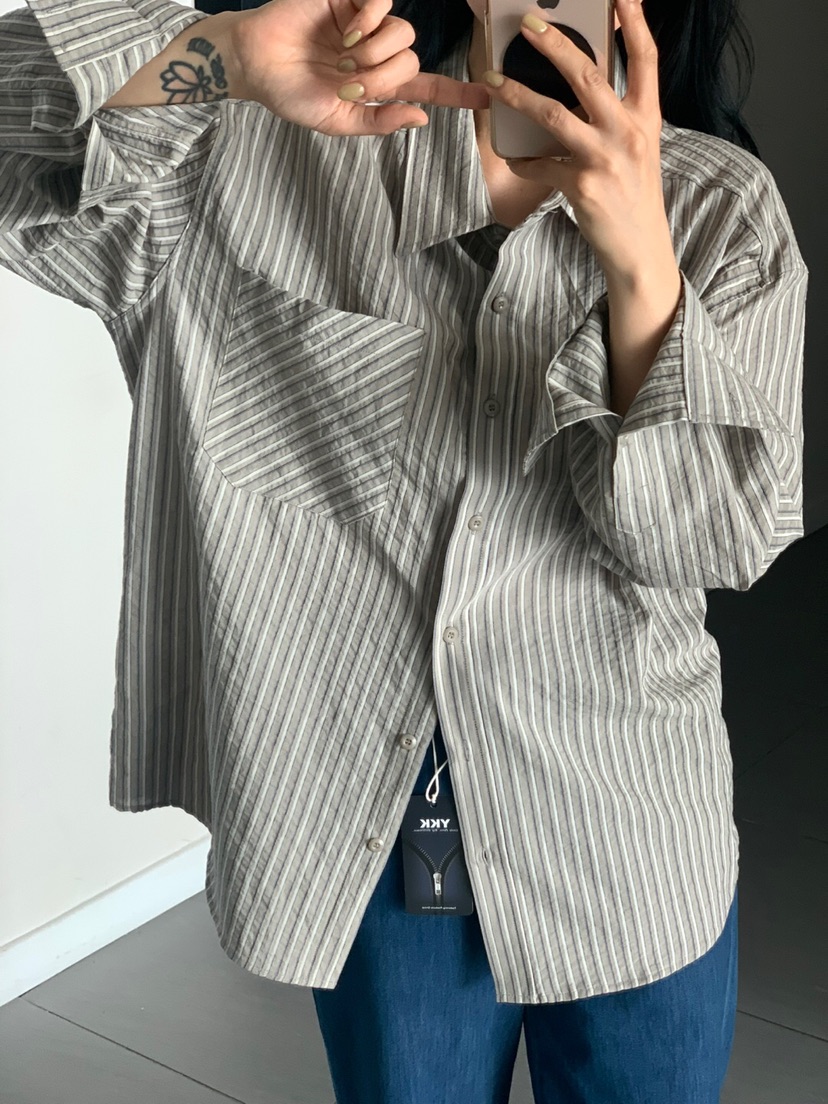 LA_TERRE東大門實拍女裝新款推薦人氣熱賣時尚襯衫蕾絲衫條紋LA_TERRE襯衫/蕾絲衫