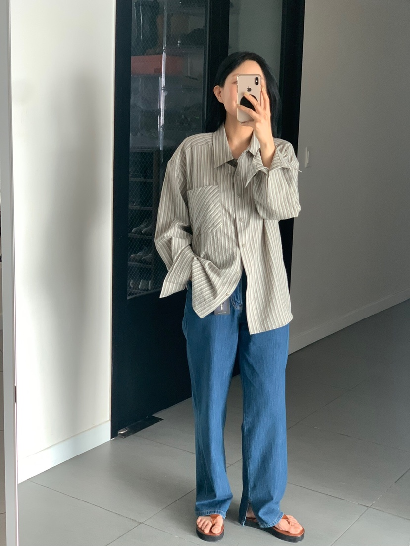 LA_TERRE東大門實拍女裝新款推薦人氣熱賣時尚襯衫蕾絲衫條紋LA_TERRE襯衫/蕾絲衫