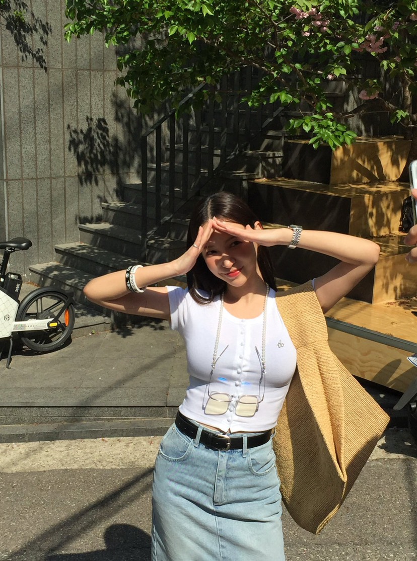 REVE CITE-L韓國直郵女士新款人氣25春夏推薦T恤開衫紐扣REVE CITET恤圖色2