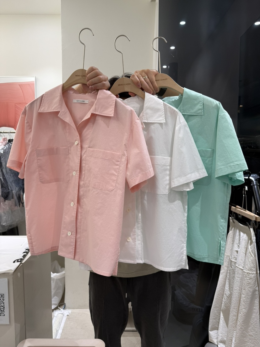 MEMO CLASSIC東大門直郵女士新品時尚25春夏襯衫蕾絲衫口袋MEMO CLASSIC襯衫/蕾絲衫