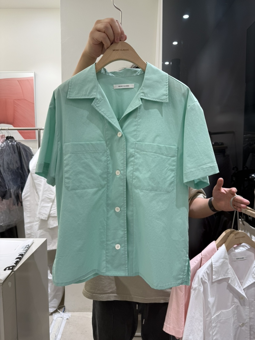 MEMO CLASSIC東大門直郵女士新品時尚25春夏襯衫蕾絲衫口袋MEMO CLASSIC襯衫/蕾絲衫圖色2