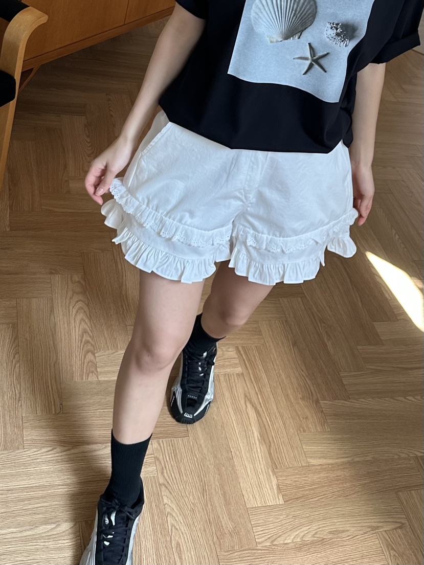 I MFACT東大門直郵女士新款25春夏推薦熱賣職業時尚短褲蕾絲I MFACT短褲圖色2
