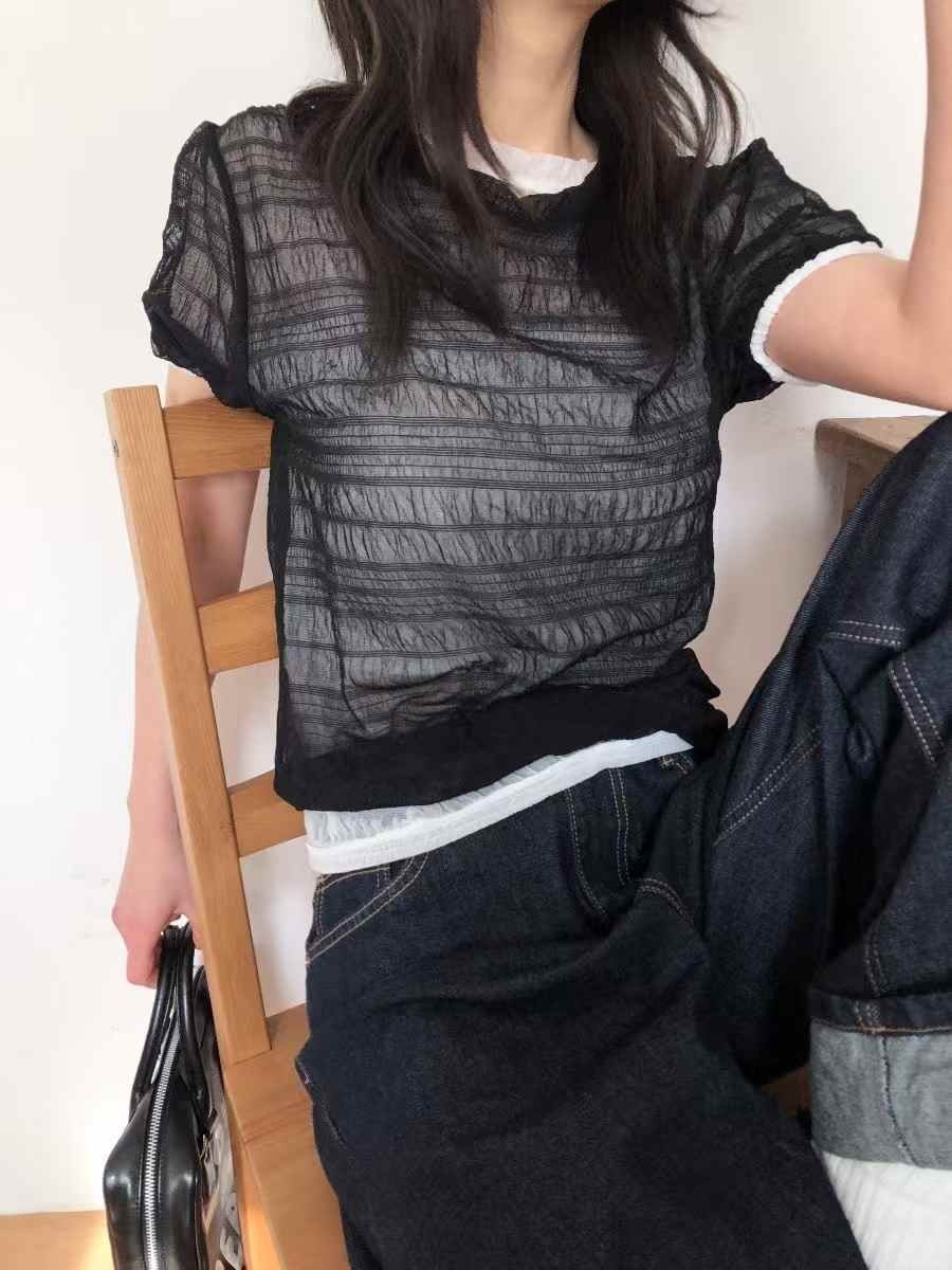 STRAWBERRY韓國直郵女士新品人氣職業推薦熱賣休閑時尚T恤褶皺STRAWBERRYT恤