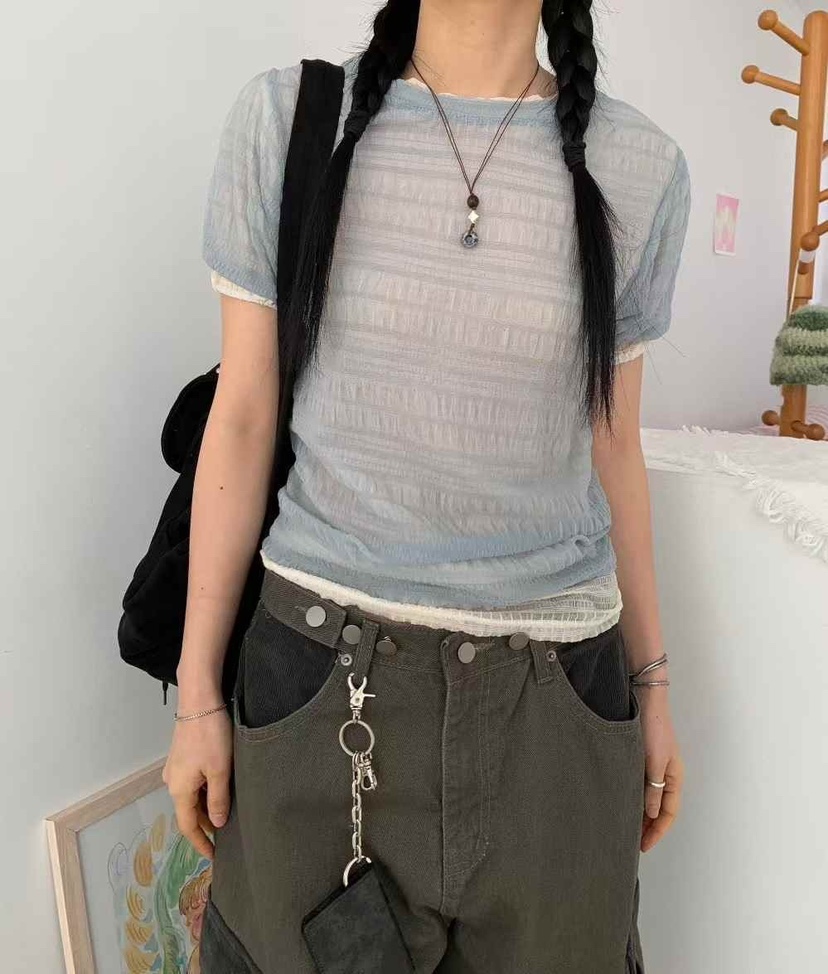 STRAWBERRY韓國直郵女士新品人氣職業推薦熱賣休閑時尚T恤褶皺STRAWBERRYT恤