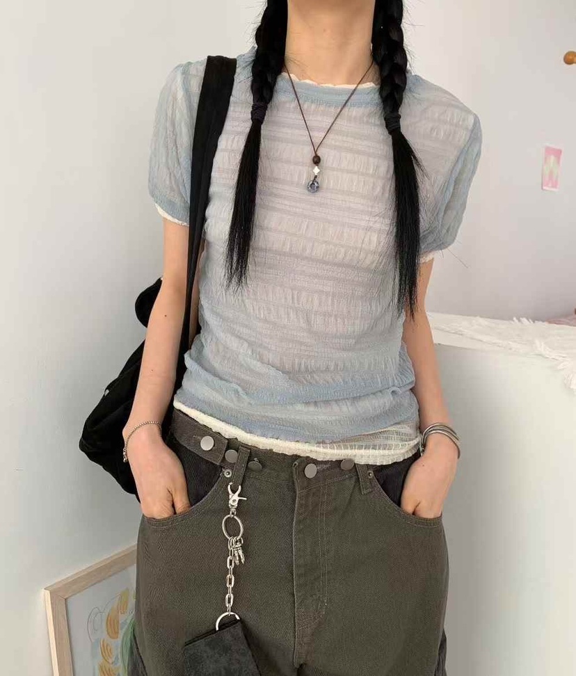 STRAWBERRY韓國直郵女士新品人氣職業推薦熱賣休閑時尚T恤褶皺STRAWBERRYT恤