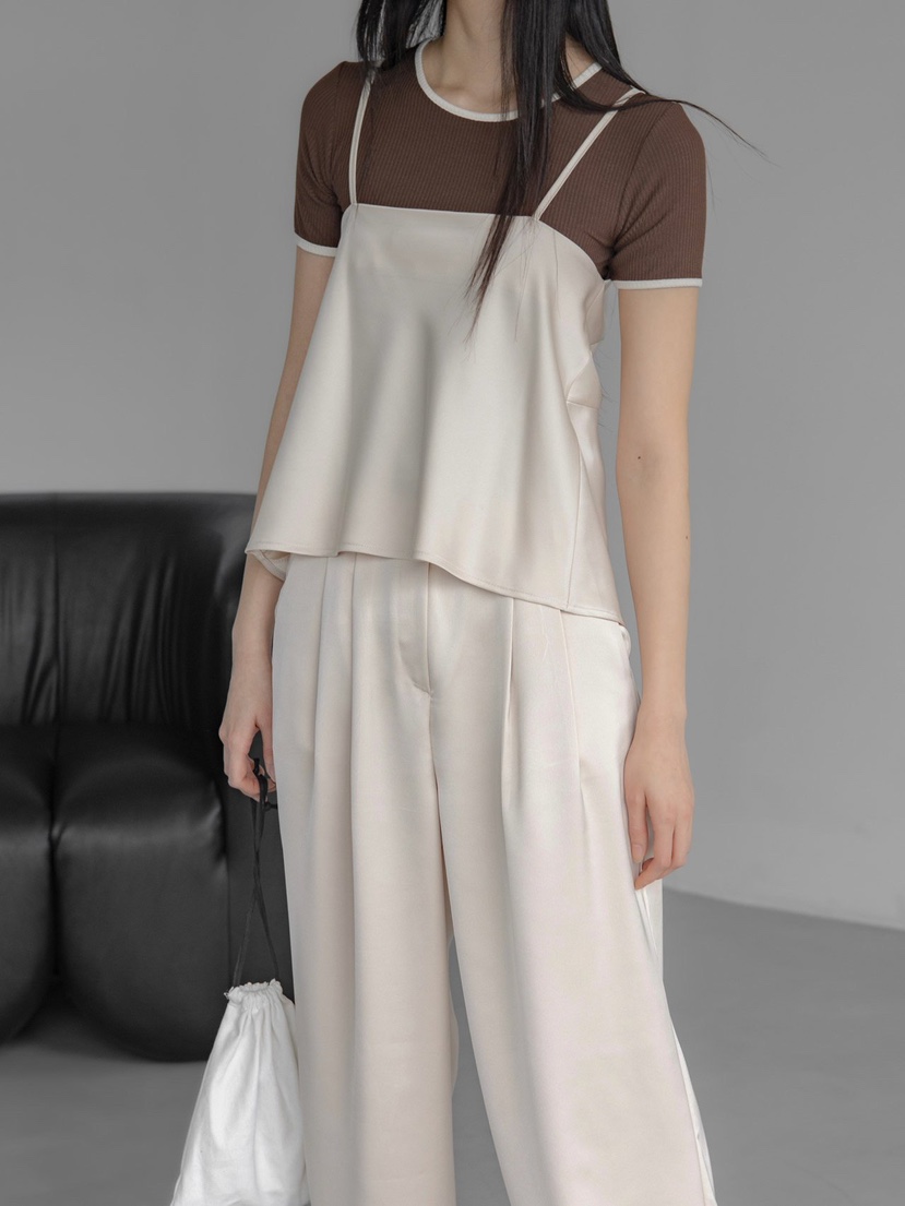 INSSENSE-A東大門直郵女士新品職業真品吊帶背心雙面緊身緞面INSSENSE-A吊帶/背心