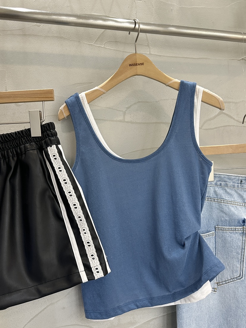 INSSENSE-A東大門實拍女士新品熱賣25春夏吊帶背心亞麻寬松INSSENSE-A吊帶/背心
