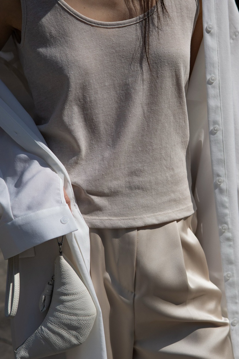 INSSENSE-A東大門實拍女士新品熱賣25春夏吊帶背心亞麻寬松INSSENSE-A吊帶/背心