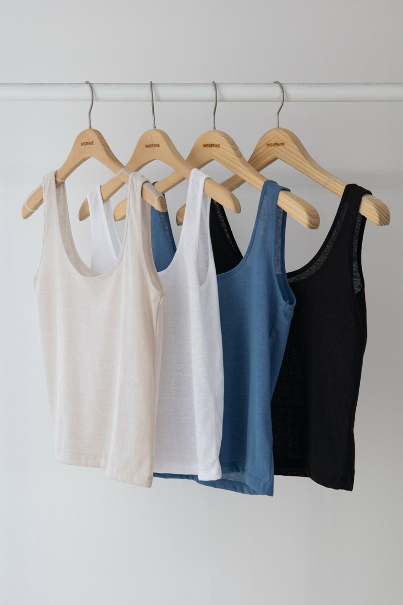 INSSENSE-A東大門實拍女士新品熱賣25春夏吊帶背心亞麻寬松INSSENSE-A吊帶/背心