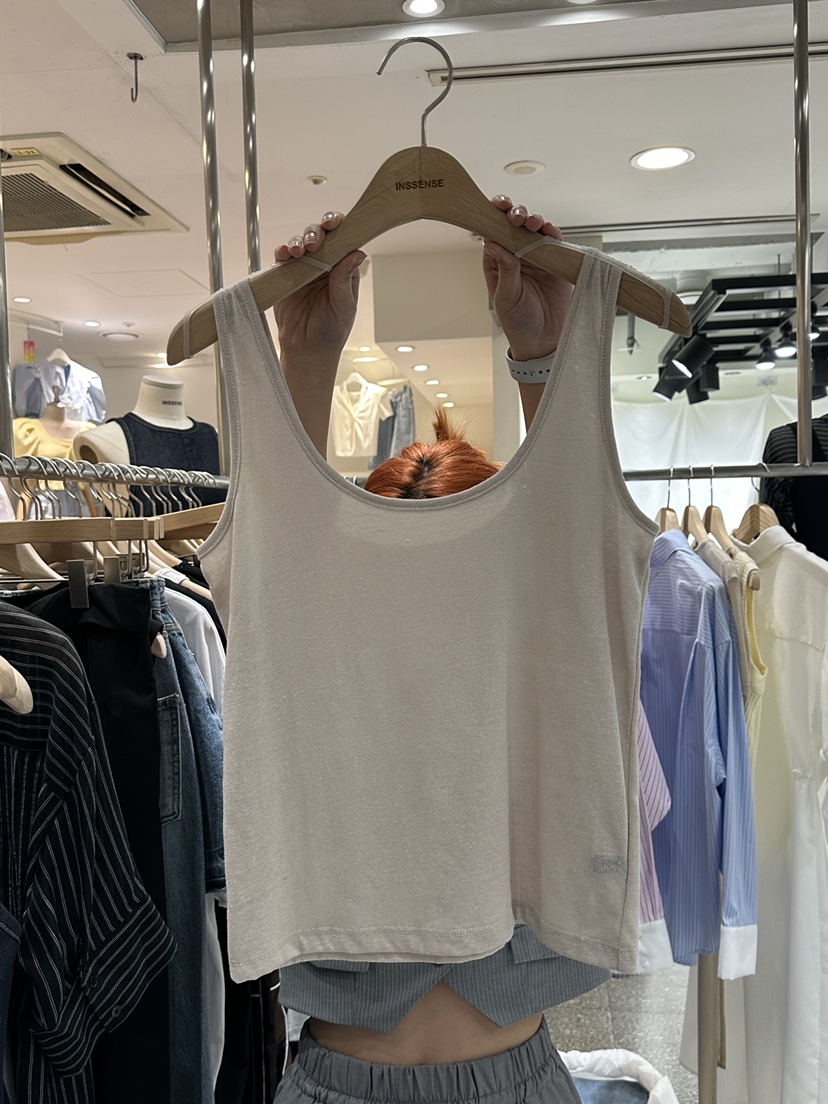 INSSENSE-A東大門實拍女士新品熱賣25春夏吊帶背心亞麻寬松INSSENSE-A吊帶/背心圖色2