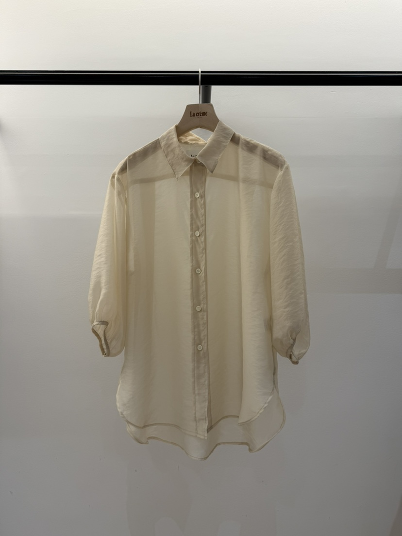LA CREME韓國代購女士新品職業時尚推薦25春夏襯衫蕾絲衫透明LA CREME襯衫/蕾絲衫
