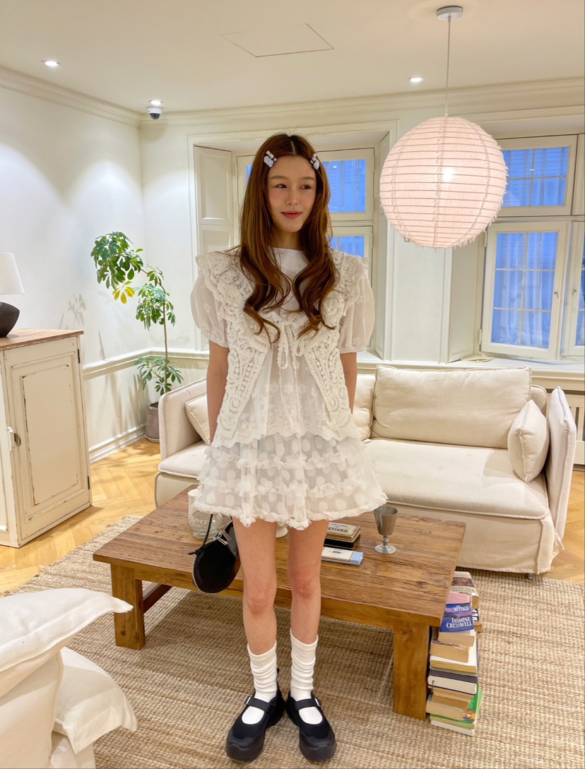 BOUTIQUE-L韓國代購女士新品時尚推薦馬甲不含內搭鉤針編織BOUTIQUE-L馬甲