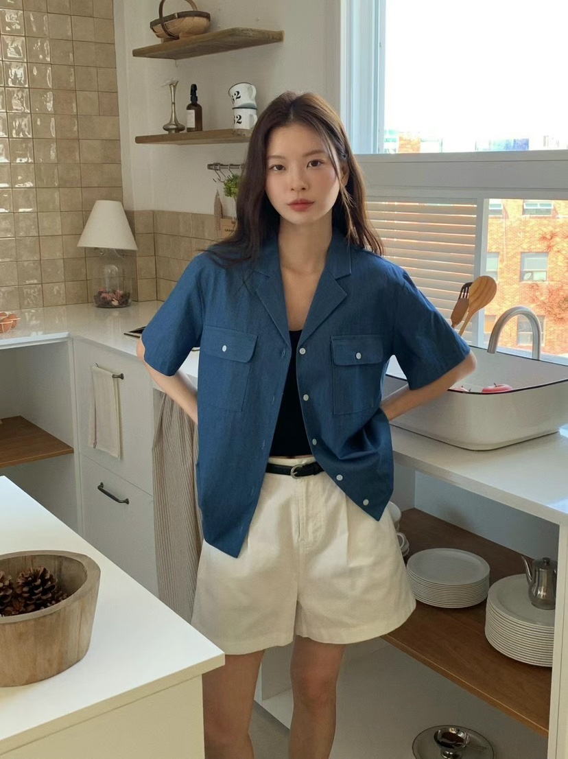 ANOU韓國直郵女士新款25春夏時尚真品熱賣休閑人氣襯衫蕾絲衫ANOU襯衫/蕾絲衫