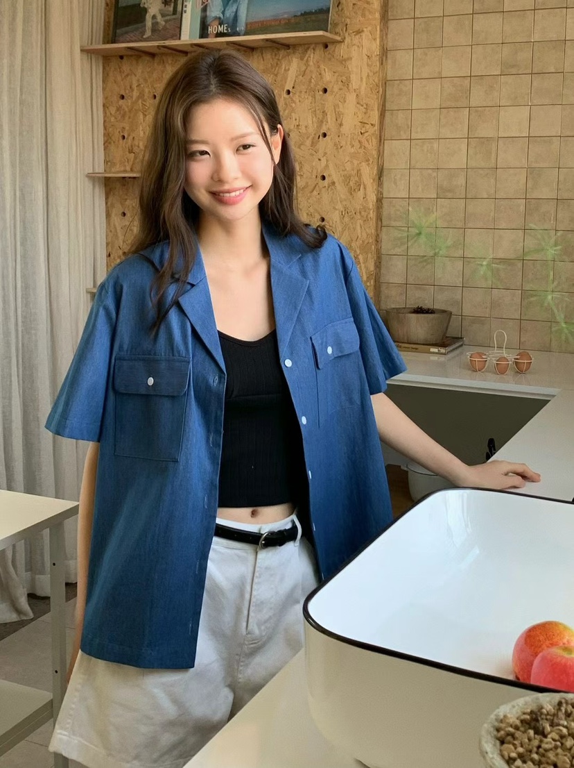ANOU韓國直郵女士新款25春夏時尚真品熱賣休閑人氣襯衫蕾絲衫ANOU襯衫/蕾絲衫